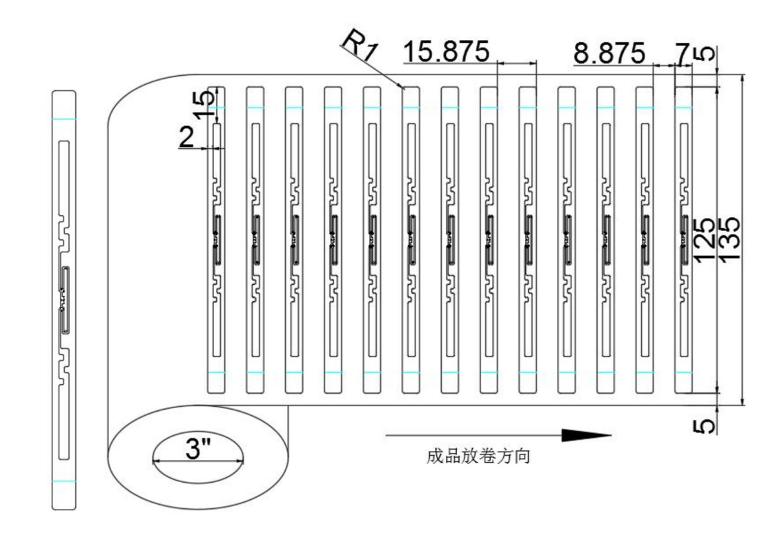 UHF RFID Library wet inlay LAB7125 with double side adhesive , RFID label , RFID tag